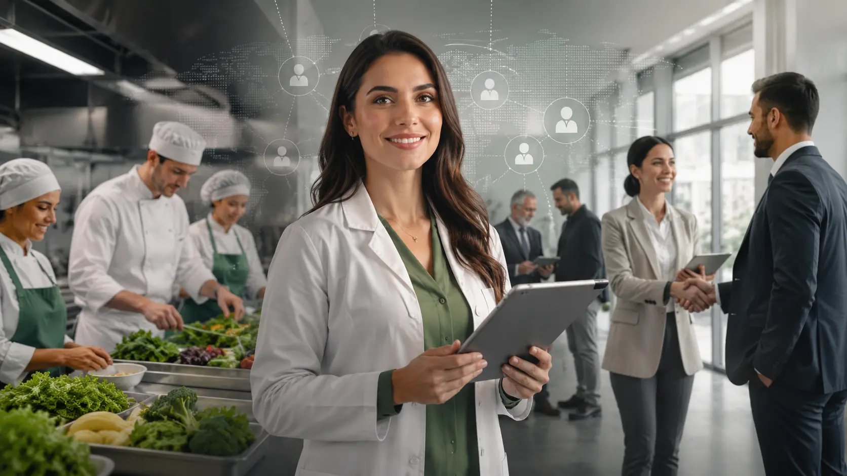 Profissional de Nutrição em ambiente de produção de alimentos